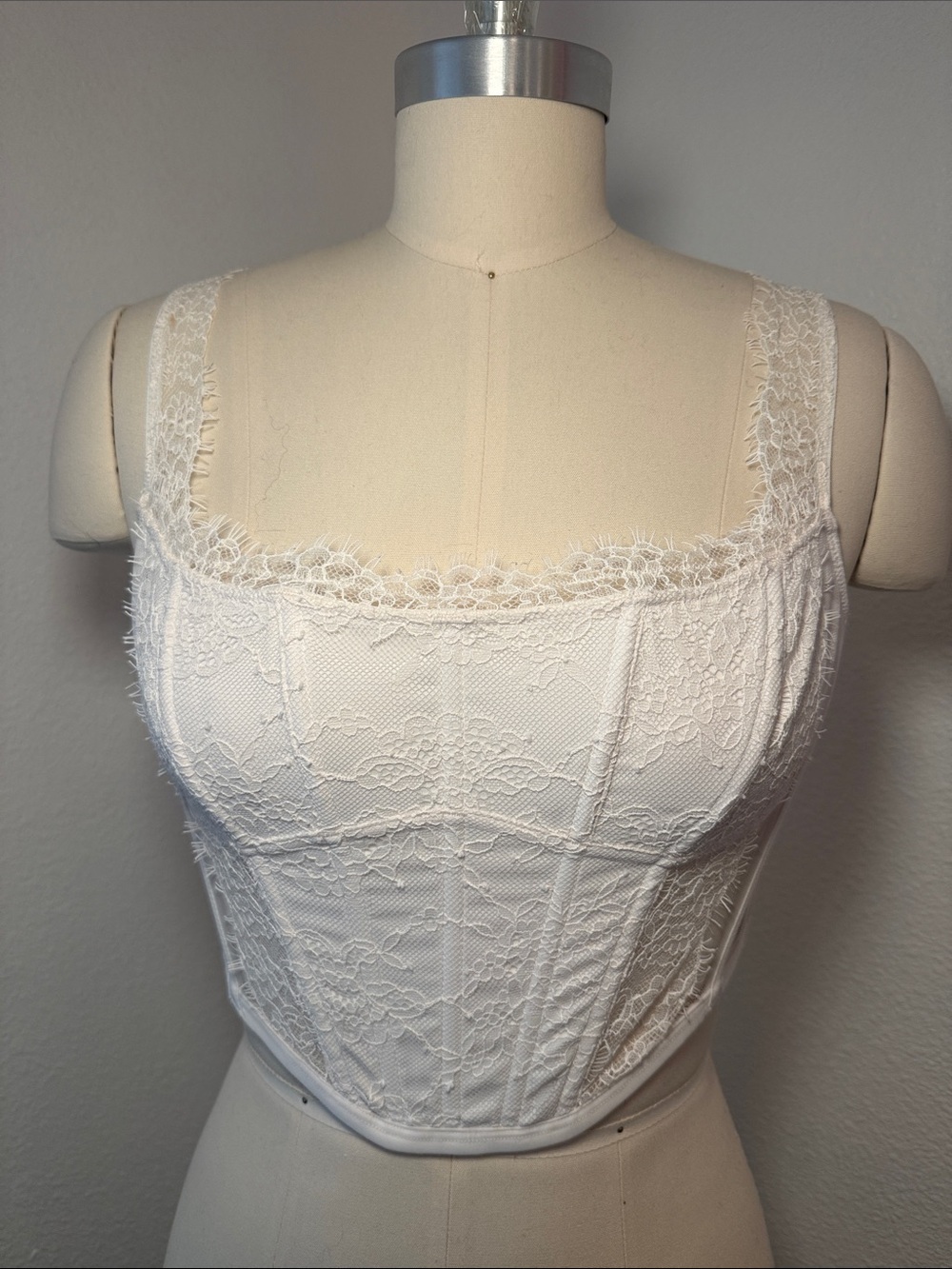 Victoria's Secret White Lace Bustier Crop Top